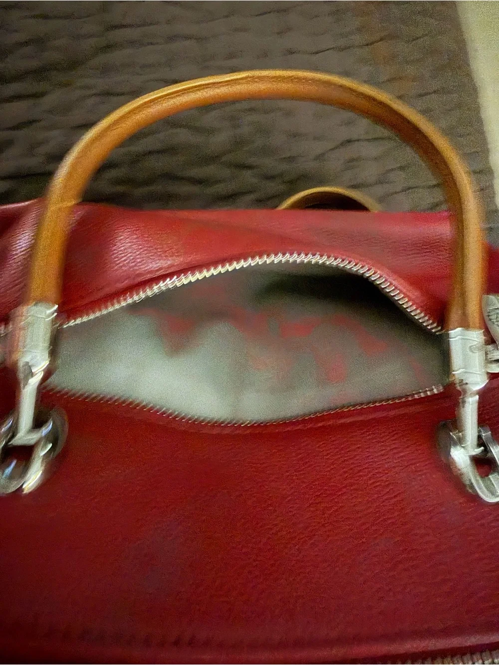 Valentina Red Crossbody with Tan Handles